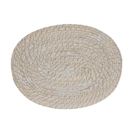 Set de table Home ESPRIT Blanc Naturel Bambou Rotin 40 x 30 x 1 cm