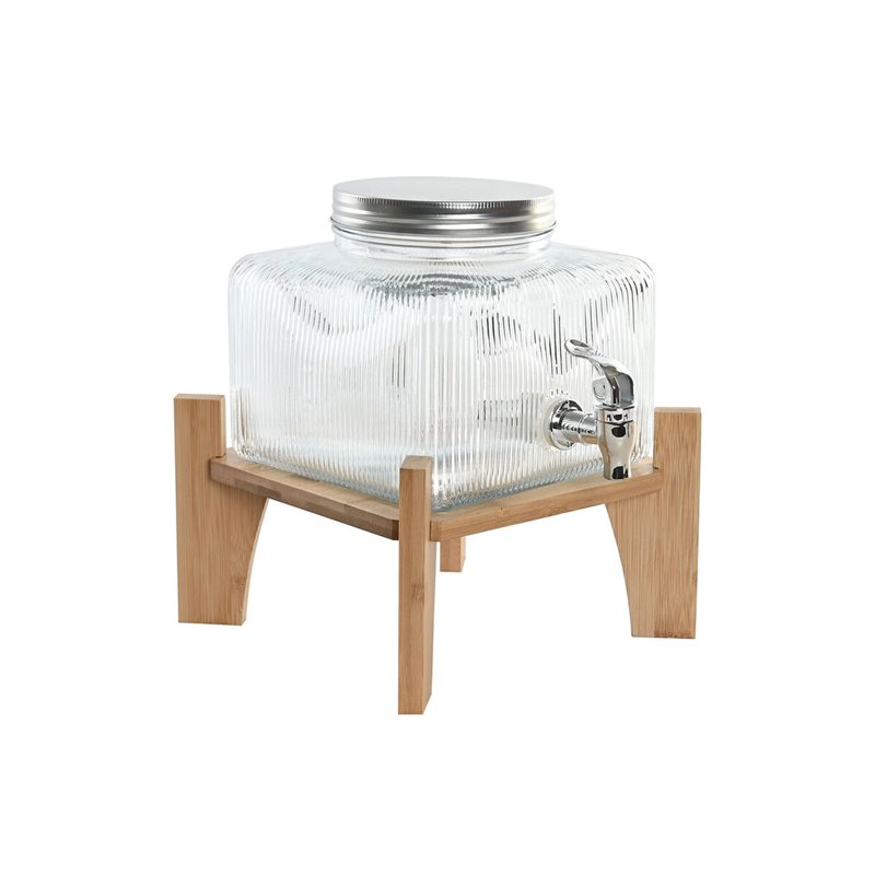 Distributeur d'eau Home ESPRIT Transparent Naturel Bambou Verre 3,5 L 19 x 19 x 16 cm