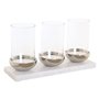 Bougeoir Home ESPRIT Blanc Argenté Verre Marbre 40 x 13 x 22 cm