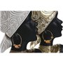 Figurine Décorative Home ESPRIT Blanc Noir Doré Africaine 22 x 11 x 37 cm (2 Unités)