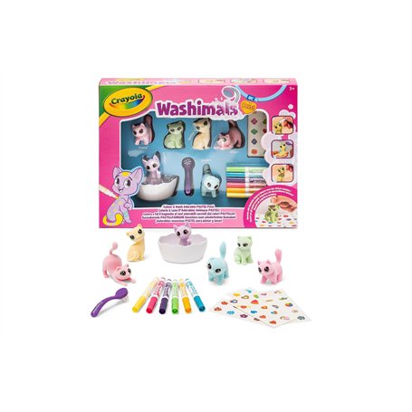 Crayola - Washimals Pets- Kit d'Activités avec Autocollants Couleurs Pastel