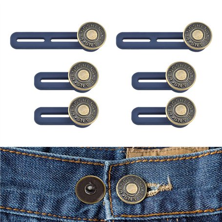 Lot de 6 Rallonges de Boutons pour Pantalons et Jeans - Attaches pour Jupes et Taille - Crochets et Barres pour Femmes