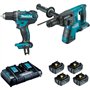 PACK 2 MACHINES MAKITA 18V 5AH : PERFORATEUR BURINEUR DHR264 + PERCEUSE VISSEUSE DDF482 DLX2138PTJ
