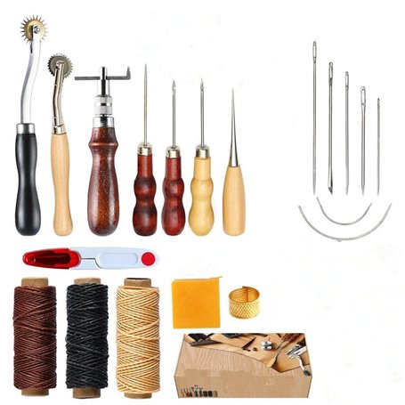 Cuir à coudre outils kit de réparation de 14 pièces à coudre à la main Craft DIY Kit