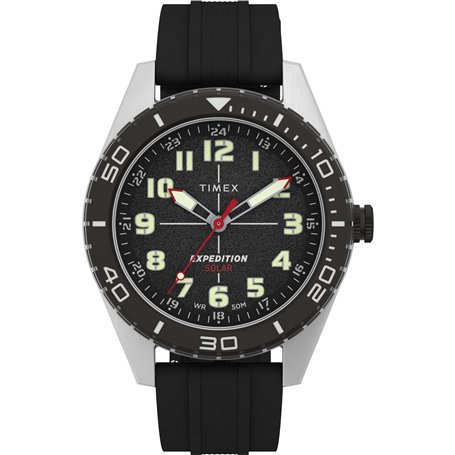 Montre Timex pour Homme Expedition Field Solar 43 mm - Bracelet en Silicone Noir