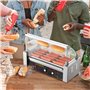 VEVOR Rouleau à hot-dogs, 5 rouleaux, machine à griller les saucisses en acier inoxydable avec double contrôle de température, 1