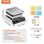 VEVOR Gaufrier Commercial 1750 W, Appareil à Gaufres Rondes Capacité 4PCs, en Acier Inoxydable, Antiadhésif, avec Contrôle de la