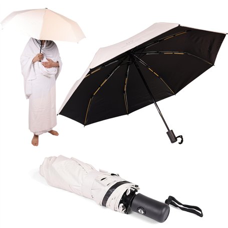 Parapluie hajj anti uv blanc Double Couche Thermo-Protectrice Extérieur Blanc Réfléchissant