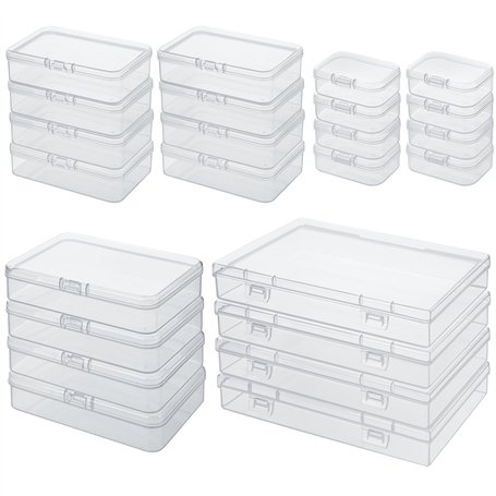 Winter Shore Petites Boites Plastiques Transparentes Rectangulaires en Plastique [Lot de 24] - Boîtes de Rangement avec Couvercl