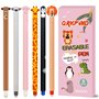 YNOUYRS Trousse Ecole 2 en1 en Silicone Souple-Set thème animalier stylos à encre gel effaçables