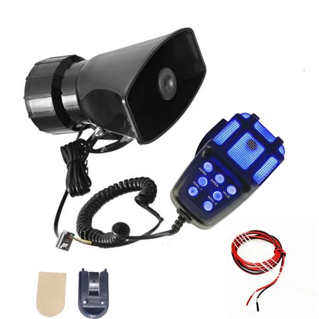 YIYIDA Klaxon de voiture Trompette d'alarme Car Horn 135db Trompette d'air sirène klaxon 7 tons Bleu et noir voiture sirène avec