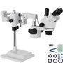 VEVOR Microscope Stéréo 3.5X-90X Simul Focal Trinoculaire Zoom 360 Degrés Rotatif Trinoculaire Stéréo Microscope Double Bras Sta
