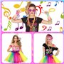 Purpledi 21PCS Déguisement Année 80 Accessoire Femme, 80s Disco Costume Vetement Fête, Jambières, Tutu Fluo, Sac Banane Néon