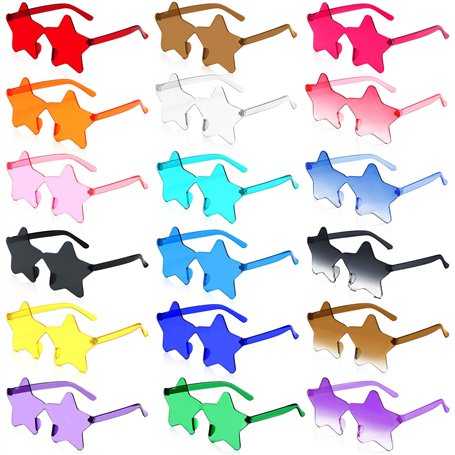 ZZXLOPEZ 18 Paires de Lunettes en Forme de Étoile Hippie Rétro