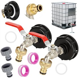 JMIATRY Lot de 2 Robinets IBC 1/2" pour Cuve 1000L - Sortie Raccord, Récupérateur d'Eau de Pluie, Connecteur à Filetage s60x6 JMIATRY Lot de 2 Robinets IBC 1/2" pour Cuve 1000L - Sortie Raccord