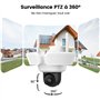 AOSU Camera Surveillance Exterieur Filaire - 3K 5MP Caméra WiFi Extérieur avec 2600 lumens Projecteur - 3 PIR Couverture 360 Deg