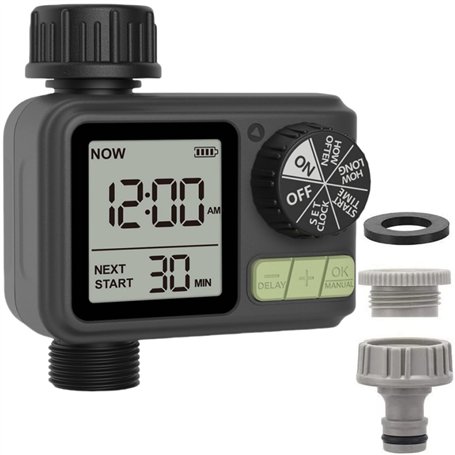 Programmateur Arrosage Automatique Minuteur Arrosage pour Jardin Mode Verrouillage Enfant/Mode Automatique & Manuel/Retard De Pl