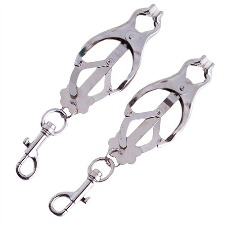 Pince Teton Sexuelle bdsm Jouet Intime Longueur 8.3cm en Métal couleur Argent Jouet Sexuel accessoire bdsm avec Mousquetons Sex