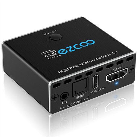 Extracteur audio HDMI 2.1 4K 120Hz VRR ALLM HDMI ARC Switch 2 ENTRÉES 1 SORTIE VRR ALLM HDCP2.3 HDR10 Convertisseur audio qui dé