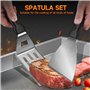 ColCospie Plancha Plaque de cuisson avec 2 spatules pour barbecue, en acier inoxydable de 4 mm d'épaisseur, avec poignée amovibl