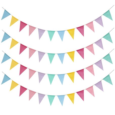 Leeyunbee Lot de 4 guirlandes de fanions d'extérieur - 16 m - 48 drapeaux - Résistant aux intempéries - Guirlande arc-en-ciel -