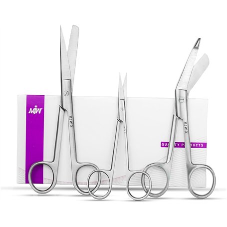 MJW 3 Pièces Ensemble de Ciseaux de Premiers Secours en Acier Inoxydable Ciseaux de Pansement outils Vétérinaires Utilisés au Bu