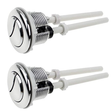 UBERMing 2 Pièces Boutons Poussoirs de Toilette Double Chasse Bouton 38mm Standard Chrome Plaqué Argent WC Réservoir Boutons