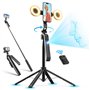 Jeebel Trépied à Suivi Automatique du Visage - 180cm Perches Selfie Extensible avec Lumière LED/Commande Gestuelle/NO App/360° R