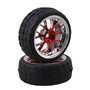 BQLZR Lot de 4 jantes et pneus en forme de Y pour voiture de course RC 1:10 Rouge
