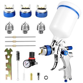 LustLocke HVLP Professionnel Pistolet à Peinture Alimentation par Gravité 3 Buses (1,4/1,7/2,0 mm), Pulvérisateur à Gravité 600  LustLocke HVLP Professionnel Pistolet à Peinture Alimentation par Gravité 3 Buses (1