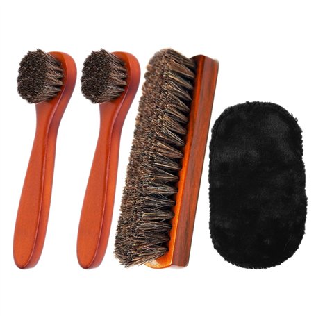 Lot de 4 brosses à chaussures en crin de cheval