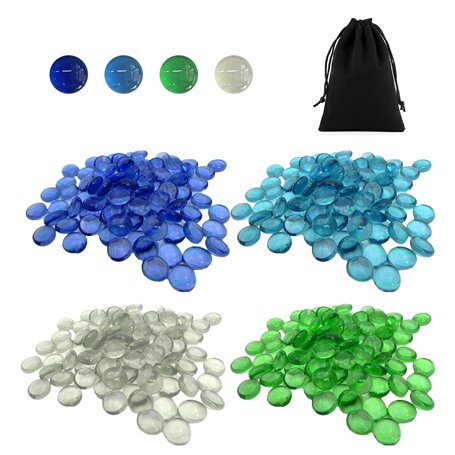 MAXQUU Lot de 100 galets en verre de 500 g de 12 à 17 mm avec 1 sac en velours - Perles plates en cristal pour ornements de meub