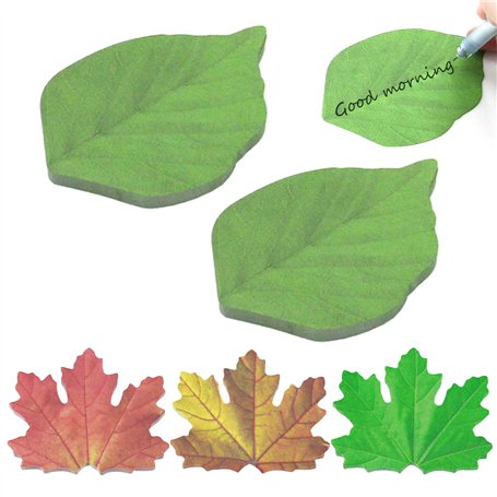 SLEEKEE Notes autocollantes en forme de feuille - Lot de 250 pièces (9.5 x 6.2 cm) - Vert