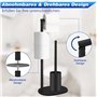 AIQII Porte-papier toilette en acier inoxydable avec brosse de toilette, noir poli, design moderne, 1 rouleau