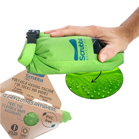 Scrubba MINI Sac Lave-Linge de Voyage - Sac de Lavage Portatif Ultra Léger pour Faire la Lessive - Mini Machine à Laver Portable