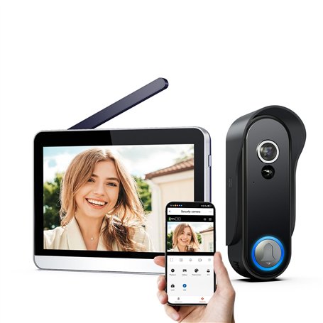 SIMBAILAI WiFi 1080P Vidéo Interphone Visiophone Portier sans Fil