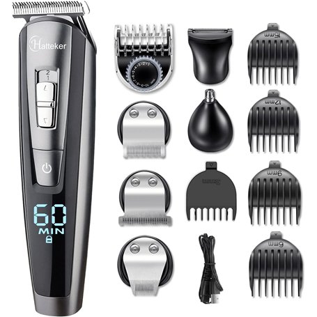 Hatteker Tondeuse Barbe Tondeuse Cheveux Hommes Rasoir Tondeuse Corps Nez-Oreilles Impermeable 5 In 1