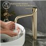 Robinet Salle Bain Or Brossé - Mitigeur Lavabo Haut Robinet Lavabo Doré - Robinetterie Vasque à Poser en Laiton SHUNLI