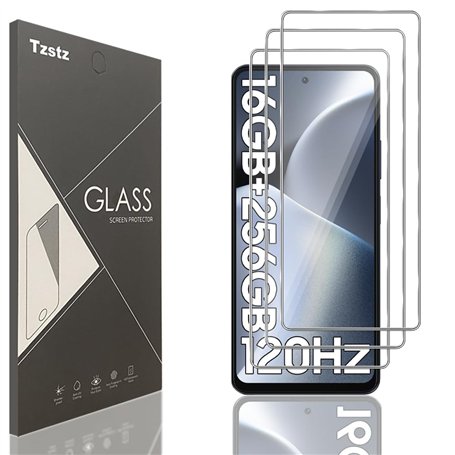 Tzstz 3 Pièces Verre Trempé pour Blackview Shark 8 Protection Écran ,Dureté 9H,Sans Bulles