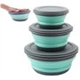 UQMIQURA Bols Pliables en Silicone Portable, 3 Pcs Pliable Camping Boîtes de Conservation Rondes Boîte de Conservation Pour le C