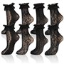 Lot de 4 Paires de Chaussettes à Volants en Dentelle pour Femme - Maille Noire