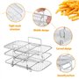 Grille pour Friteuse à air - Accessoires Air Fryer - Multifonction Trois Couche Empilable Compatible - Acier Inoxydable 304 - Ac
