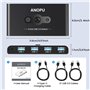 Switch USB 3.0, Commutateur USB KVM Switch 4 Ports Pour 2 PCs, 2 Ordinateurs Partageant 4 Périphériques, Haute Vitesse 5 Gbps, C