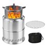 Poêle à bois de camping portable avec plaque en filet de barbecue