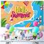 Banniere Hawaii Banderole Hello Summer 110 x 180 cm Toile de Fond d'été Decoration Ete Plage pour Summer Party, Piscine Fete, Th