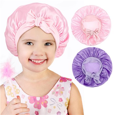 kurkip 2 Bonnet Satin Cheveux Nuit Enfant