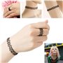 luoshaPUCY Choker Chaîne Ensemble, 12 pièces collier élastique tour cou extensible Collier Bracelet Anneau pour femme - Noir