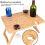 ruixin Table de pique-nique d'extérieur pliable 2 en 1 - Plateau en bambou avec 4 supports pour verres à vin et 1 support pour b