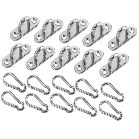 ViLiyDuo Plaque à œil en Acier Inoxydable M5 de 20 pièces avec œillet et Mousqueton