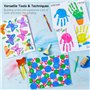Shuttle Art Peinture au Doigt, 33 Pièces Kit de Peinture au Doigt Enfant Lavable(10 Couleurs*60ML) avec Pinceau, Tampon, Éponge,